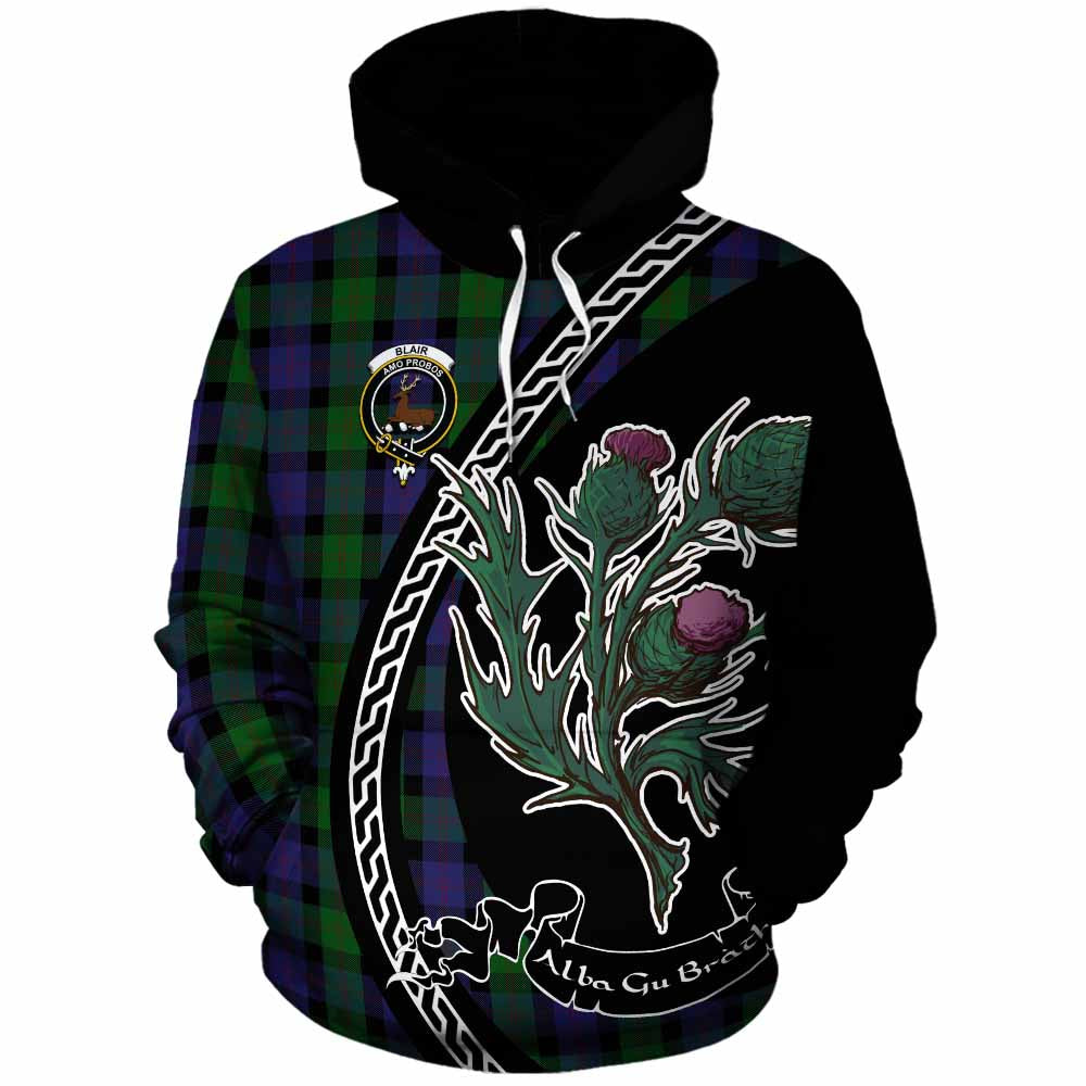 Blair Family Crest Tartan Cotton Hoodie Alba Thistle Inspired - Tartan Vibes Clothing