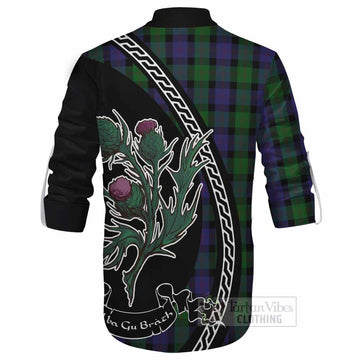 Blair Family Crest Tartan Ghillie Shirt Alba Thistle Inspired