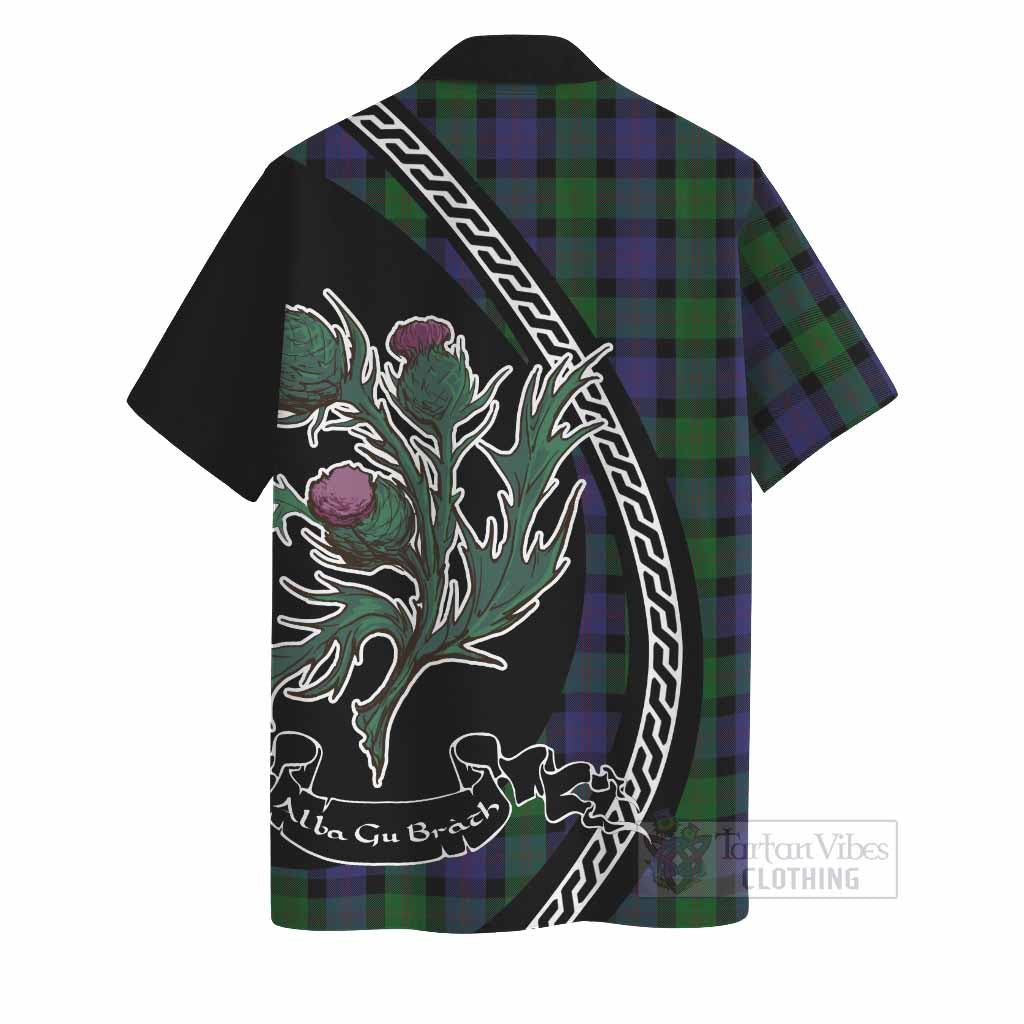 Blair Family Crest Tartan Hawaiian Shirt Alba Thistle Inspired - Tartan Vibes Clothing
