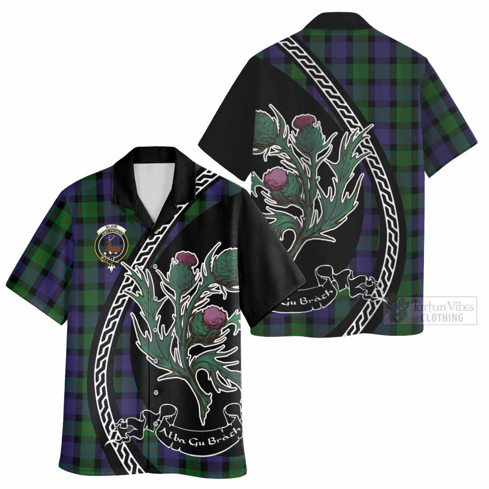 Blair Family Crest Tartan Hawaiian Shirt Alba Thistle Inspired - Tartan Vibes Clothing
