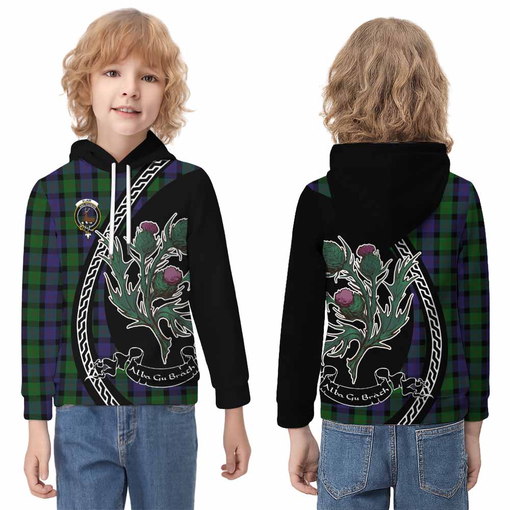 Blair Family Crest Tartan Kid Hoodie Alba Thistle Inspired - Tartan Vibes Clothing