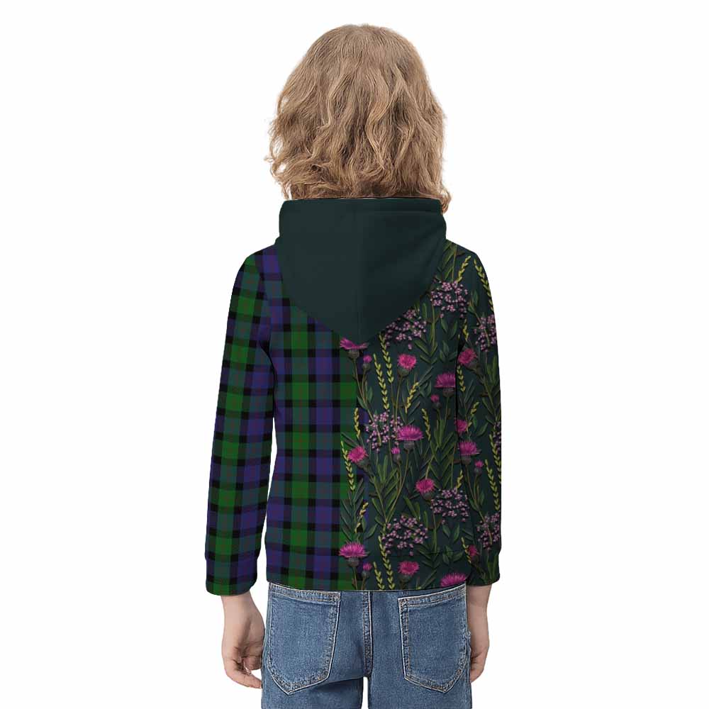 Blair Family Crest Tartan Kid Hoodie Scottish Thistle Flower Pattern Half Style - Tartan Vibes Clothing
