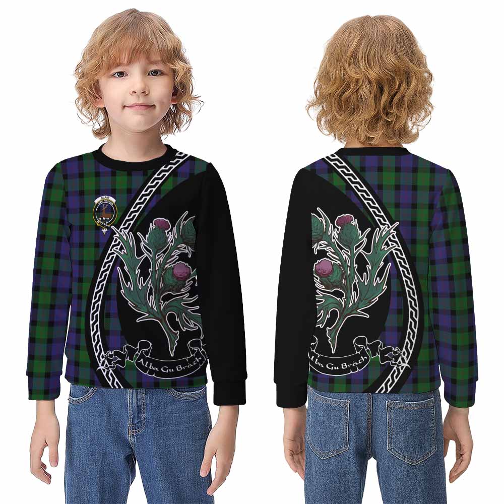 Blair Family Crest Tartan Kid Knitted Sweatshirt Alba Thistle Inspired - Tartan Vibes Clothing