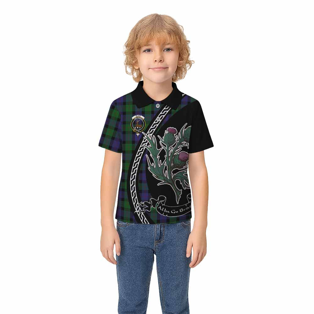 Blair Family Crest Tartan Kid Polo Shirt Alba Thistle Inspired - Tartan Vibes Clothing