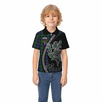 Blair Family Crest Tartan Kid Polo Shirt Alba Thistle Inspired - Tartan Vibes Clothing
