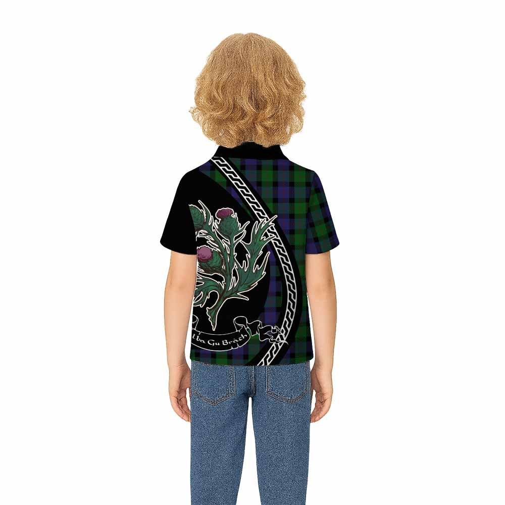 Blair Family Crest Tartan Kid Polo Shirt Alba Thistle Inspired - Tartan Vibes Clothing