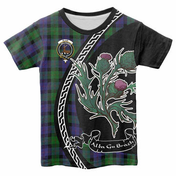 Blair Family Crest Tartan Kid T-shirt Alba Thistle Inspired - Tartan Vibes Clothing