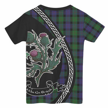 Blair Family Crest Tartan Kid T-shirt Alba Thistle Inspired - Tartan Vibes Clothing