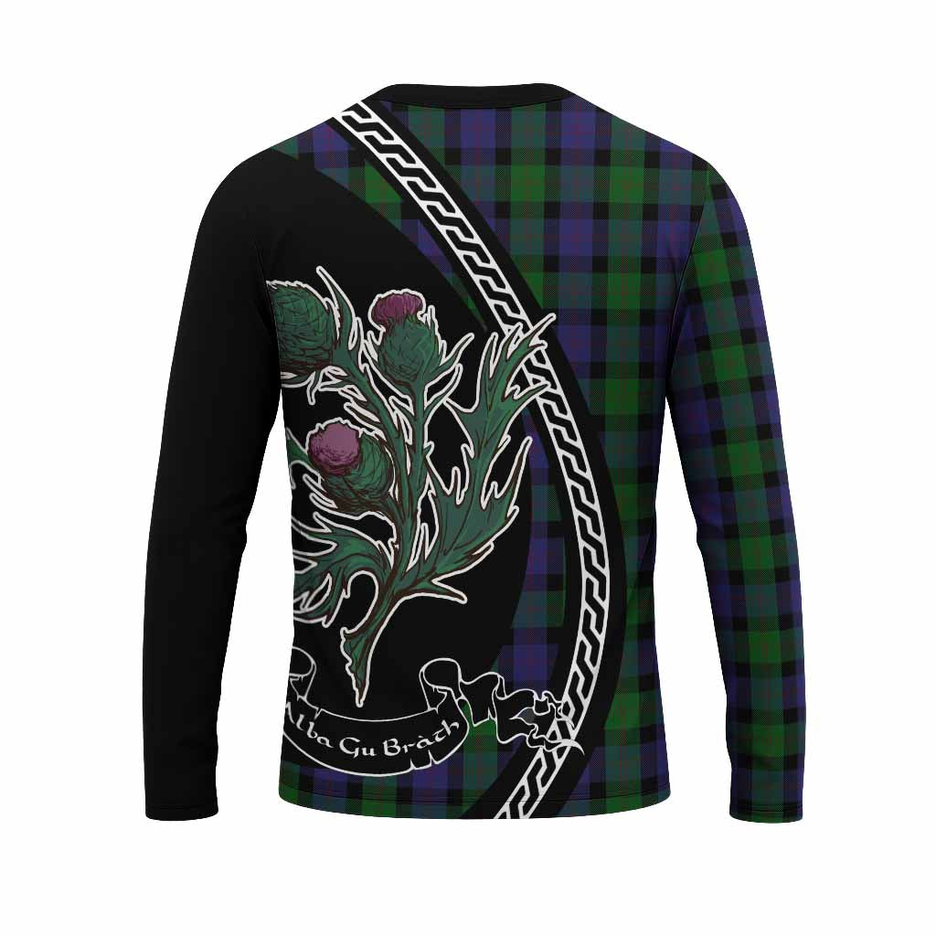 Blair Family Crest Tartan Long Sleeve T-Shirt Alba Thistle Inspired - Tartan Vibes Clothing