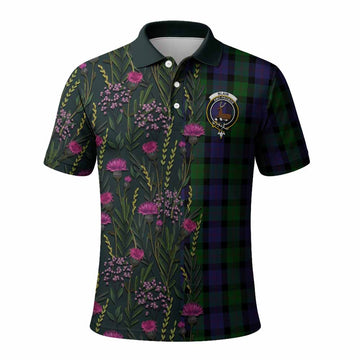 Blair Family Crest Tartan Polo Shirt Scottish Thistle Flower Pattern Half Style