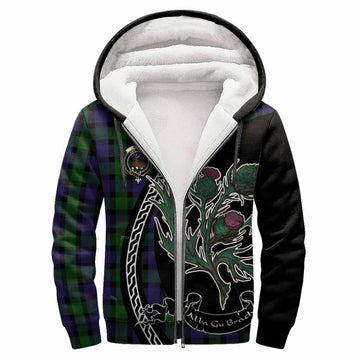 Blair Family Crest Tartan Sherpa Hoodie Alba Thistle Inspired