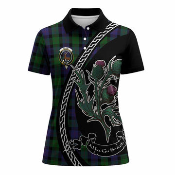 Blair Family Crest Tartan Women Polo Shirt Alba Thistle Inspired