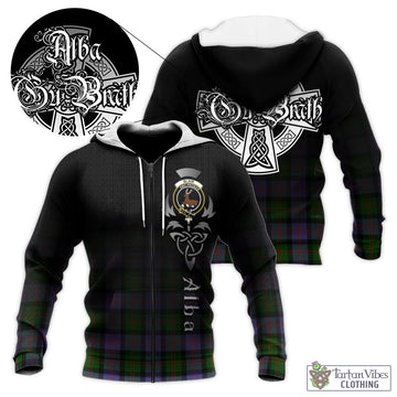 Blair Modern Tartan Knitted Hoodie Featuring Alba Gu Brath Family Crest Celtic Inspired