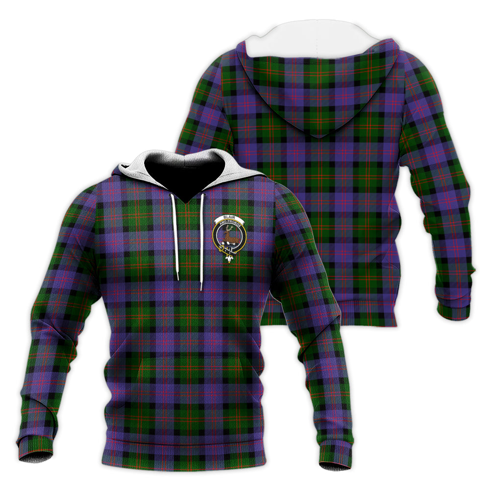 Blair Modern Tartan Knitted Hoodie with Family Crest Unisex Knitted Hoodie - Tartanvibesclothing