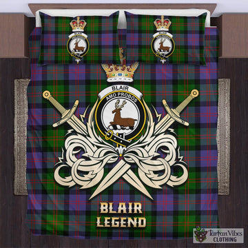 Blair Modern Tartan Bedding Set with Clan Crest and the Golden Sword of Courageous Legacy
