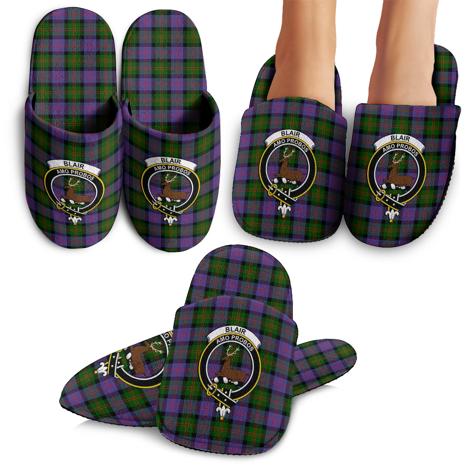 Blair Modern Tartan Home Slippers with Family Crest - Tartanvibesclothing