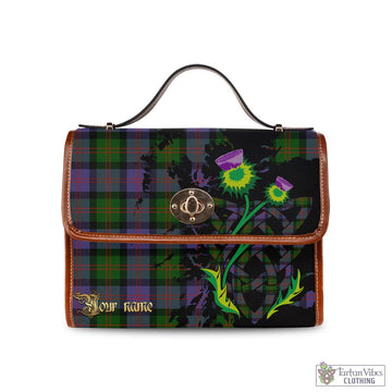 Blair Modern Tartan Waterproof Canvas Bag with Scotland Map and Thistle Celtic Accents