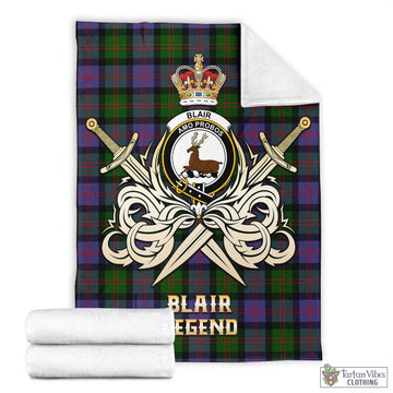 Blair Modern Tartan Blanket with Clan Crest and the Golden Sword of Courageous Legacy