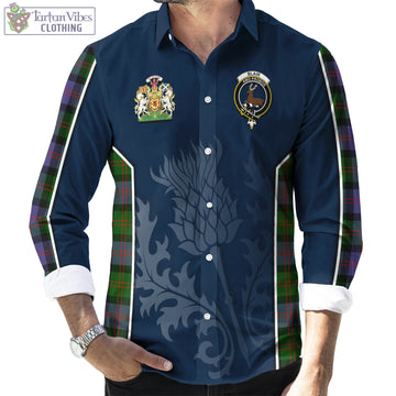 Blair Modern Tartan Long Sleeve Button Up Shirt with Family Crest and Scottish Thistle Vibes Sport Style