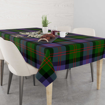 Blair Modern Tartan Tablecloth with Clan Crest and the Golden Sword of Courageous Legacy