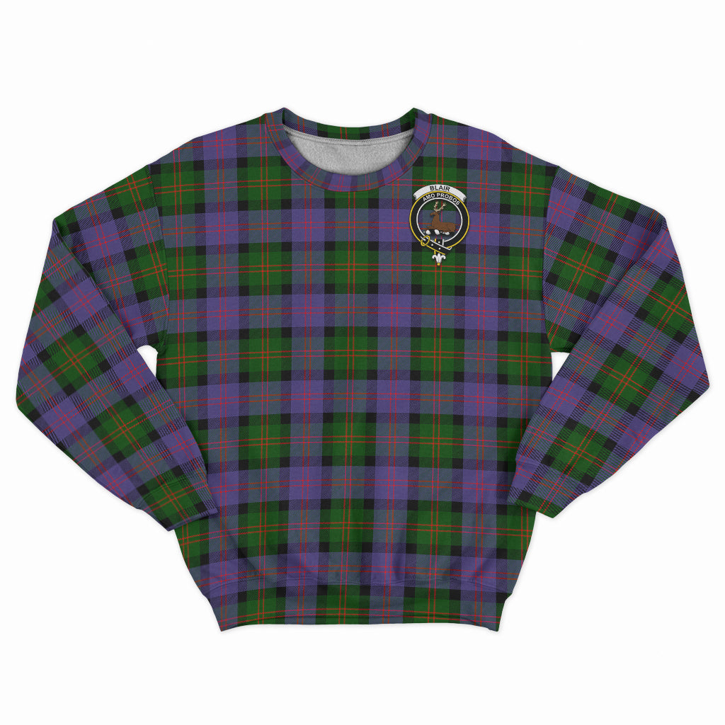 Blair Modern Tartan Sweatshirt with Family Crest - Tartanvibesclothing