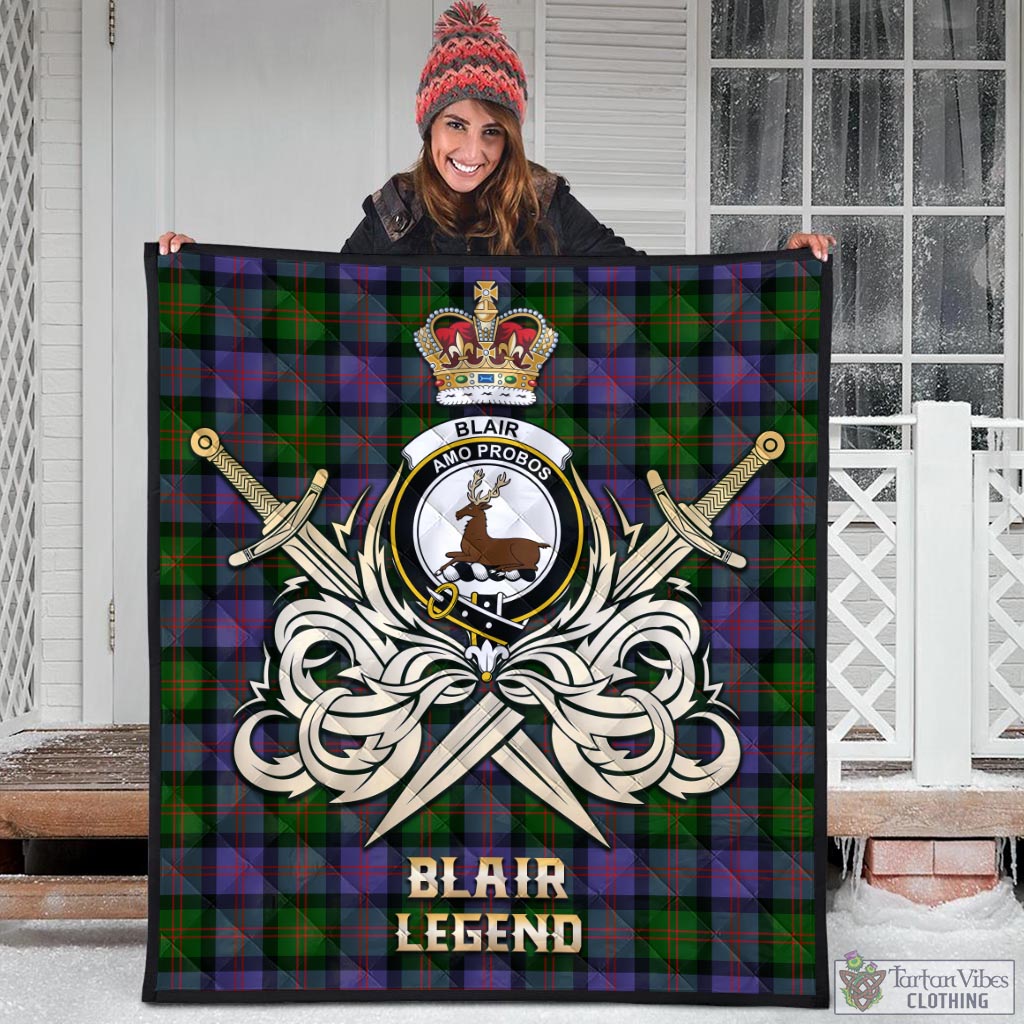 Tartan Vibes Clothing Blair Modern Tartan Quilt with Clan Crest and the Golden Sword of Courageous Legacy