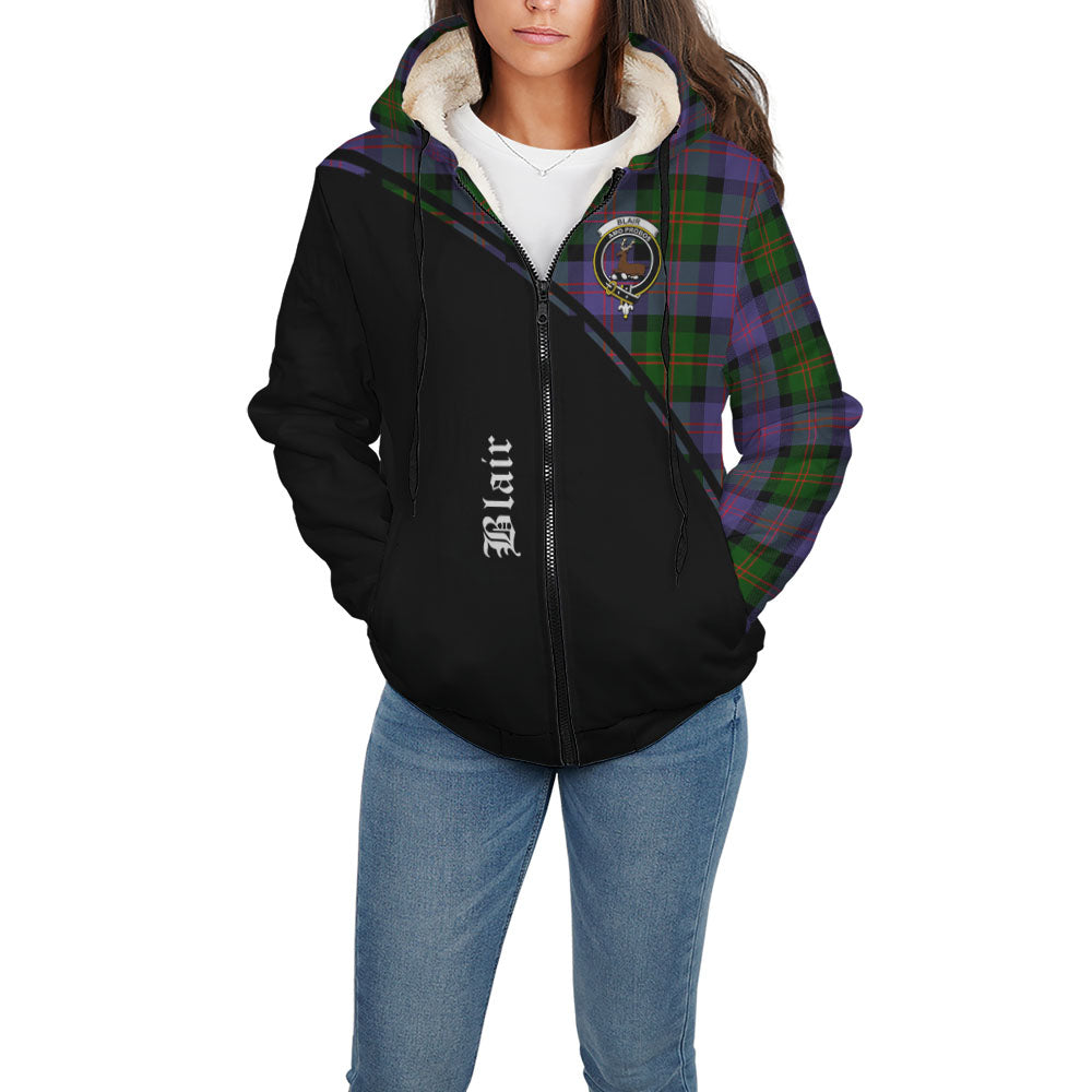 Blair Modern Tartan Sherpa Hoodie with Family Crest Curve Style - Tartanvibesclothing