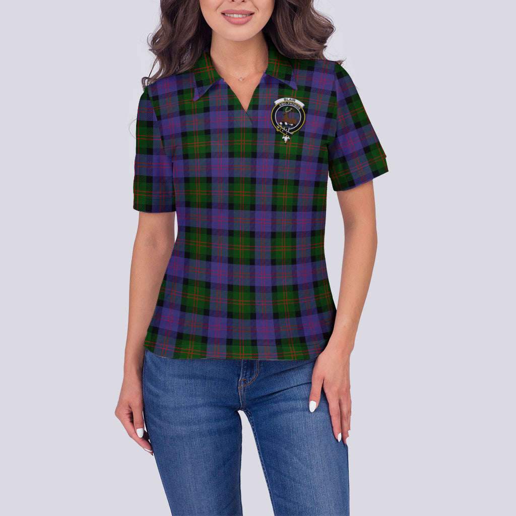 Blair Modern Tartan Polo Shirt with Family Crest For Women - Tartanvibesclothing