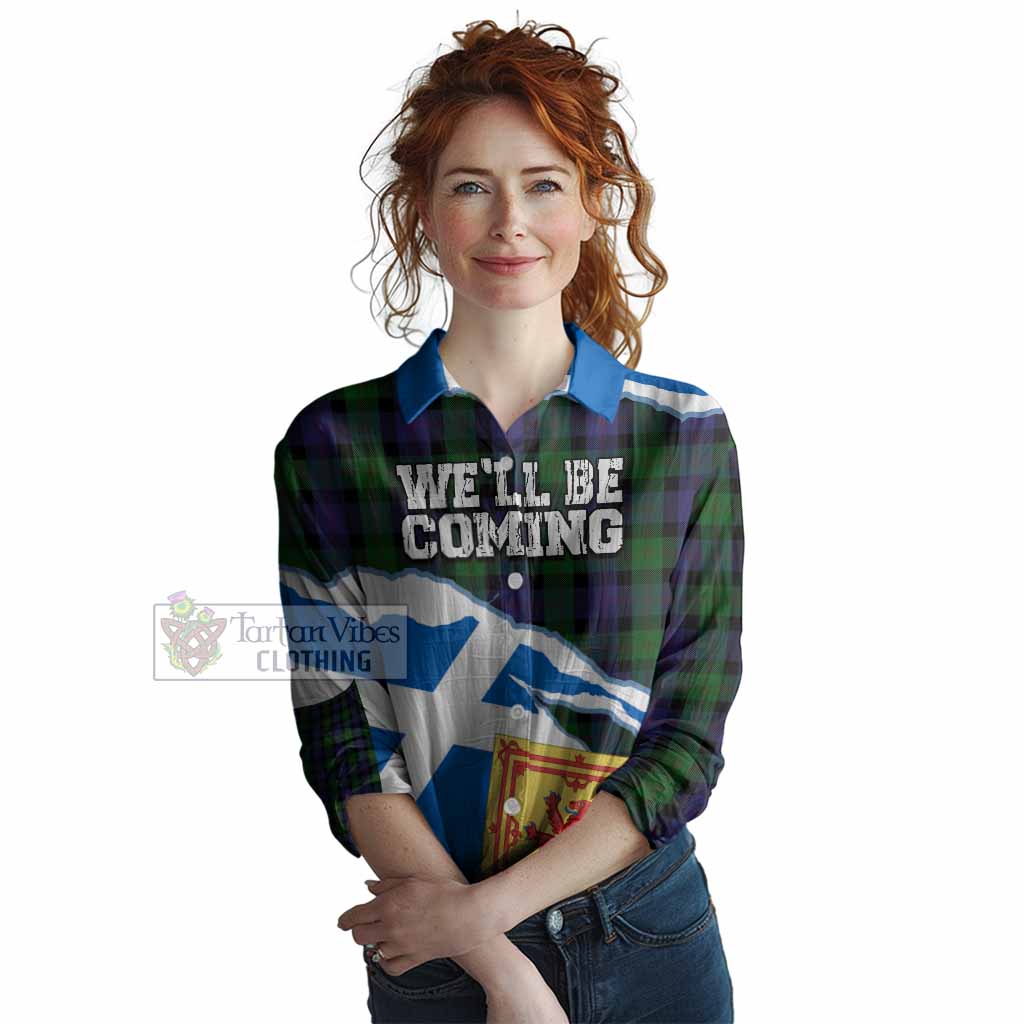 Blair Scotland Football Tartan Women Casual Shirt We'll Be Coming