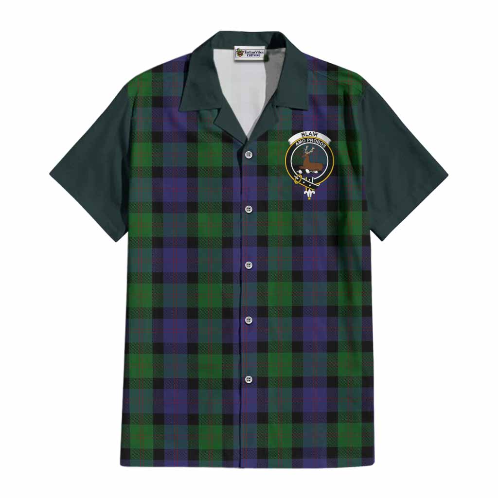 Blair Tartan Accent Cotton Hawaiian Shirt with Family Crest