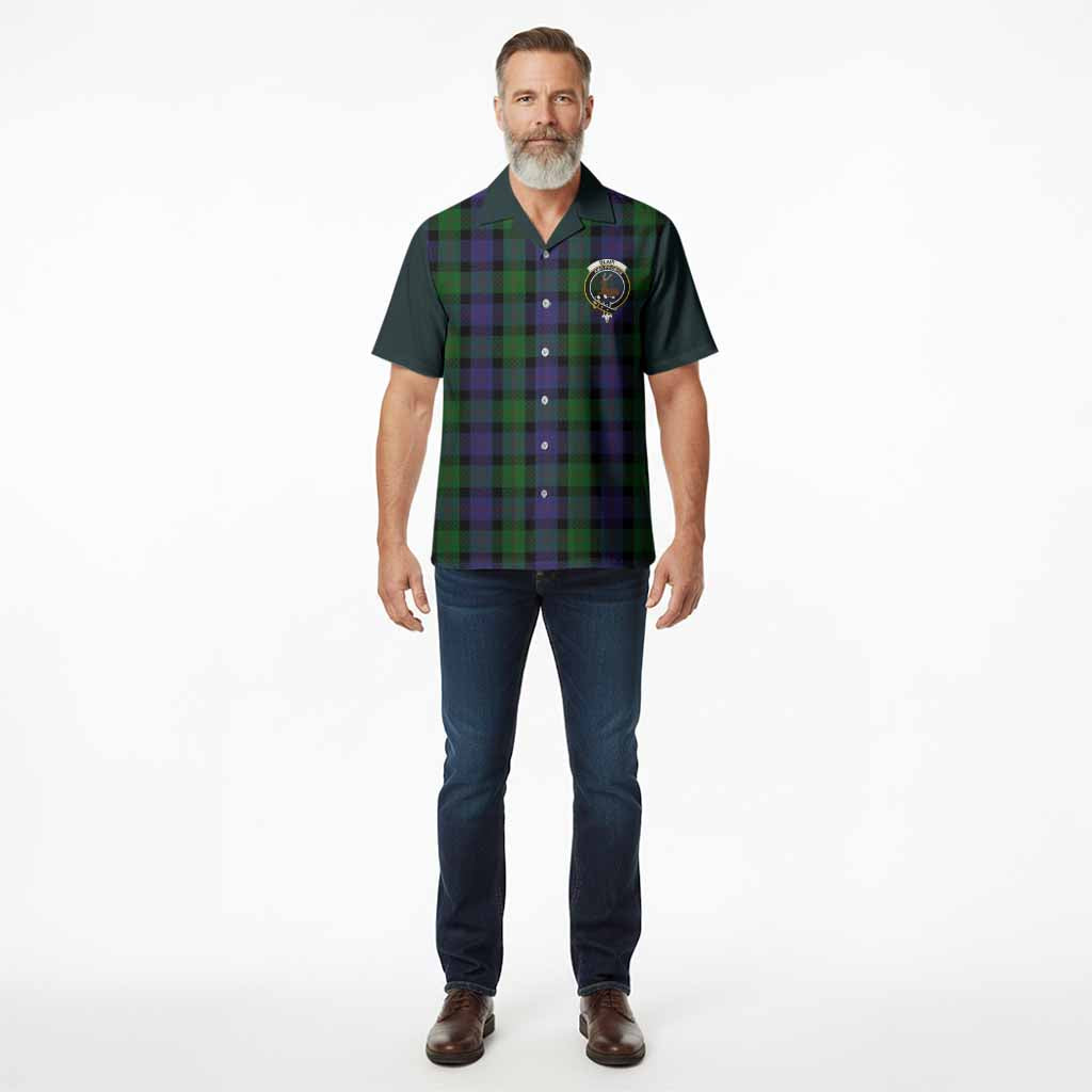 Blair Tartan Accent Hawaiian Shirt with Family Crest