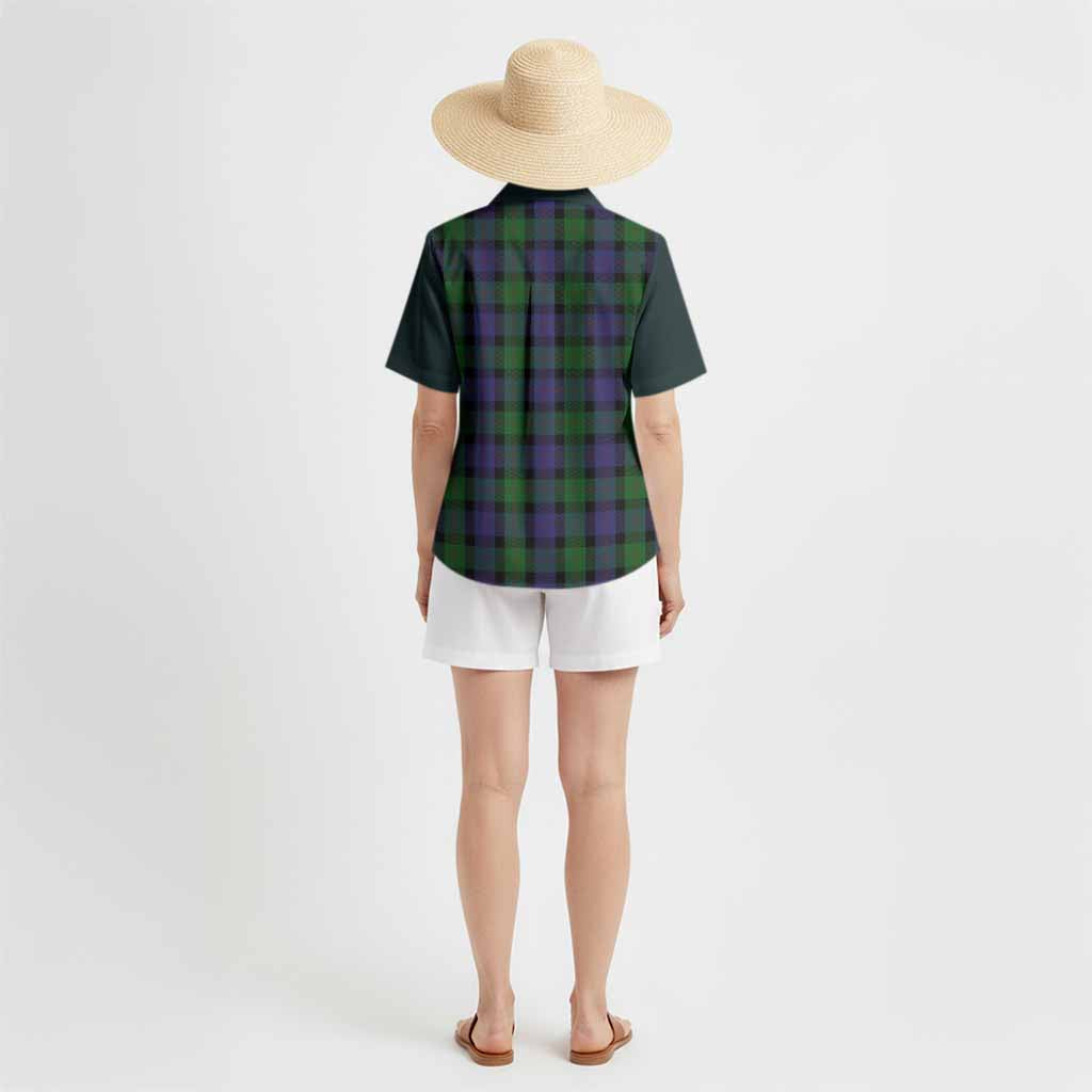Blair Tartan Accent Hawaiian Shirt with Family Crest