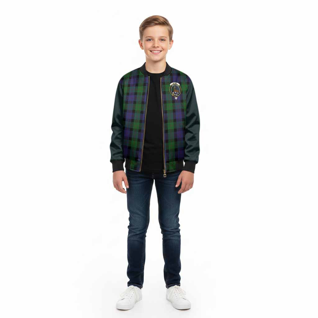 Blair Tartan Accent Kid Bomber Jacket with Family Crest