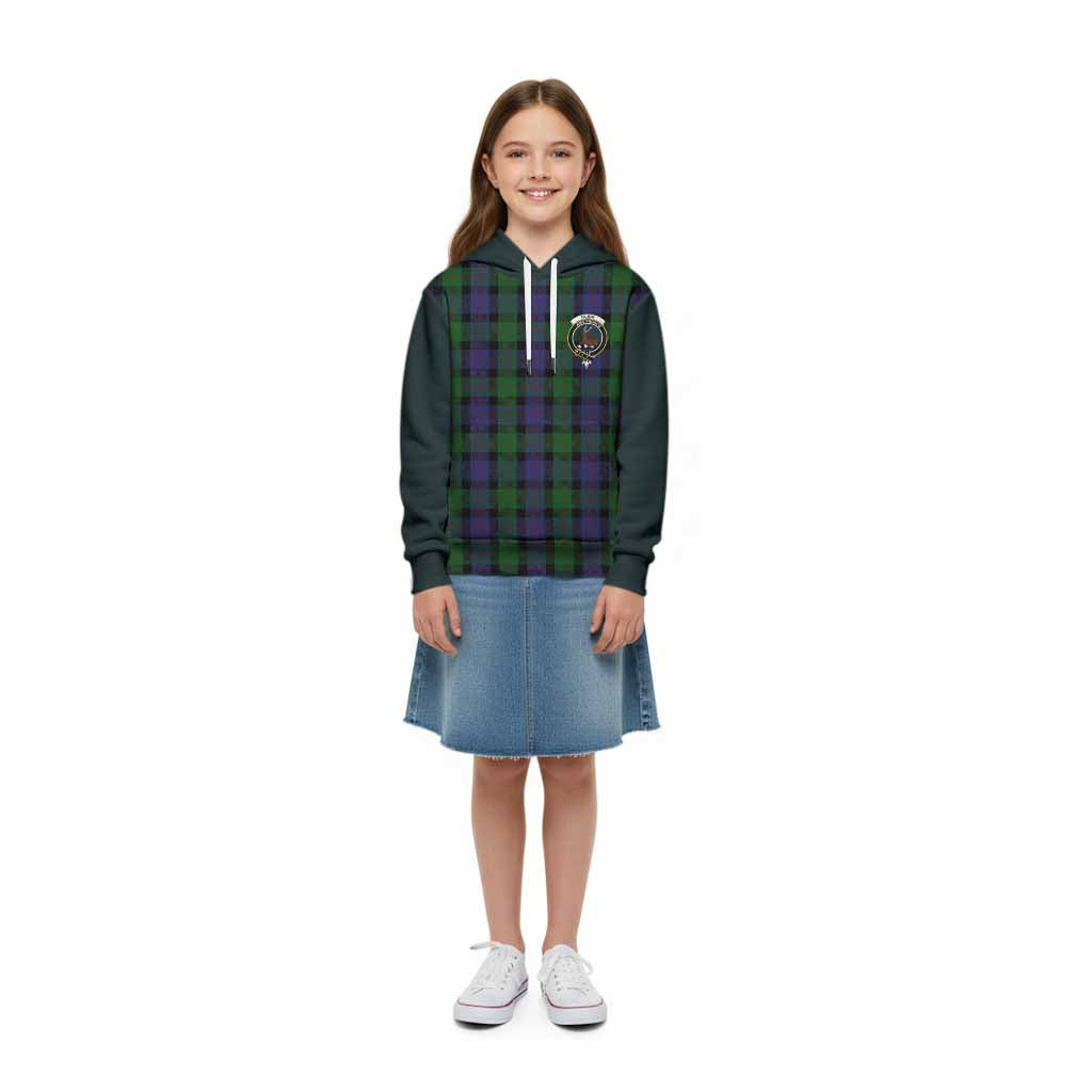 Blair Tartan Accent Kid Hoodie with Family Crest