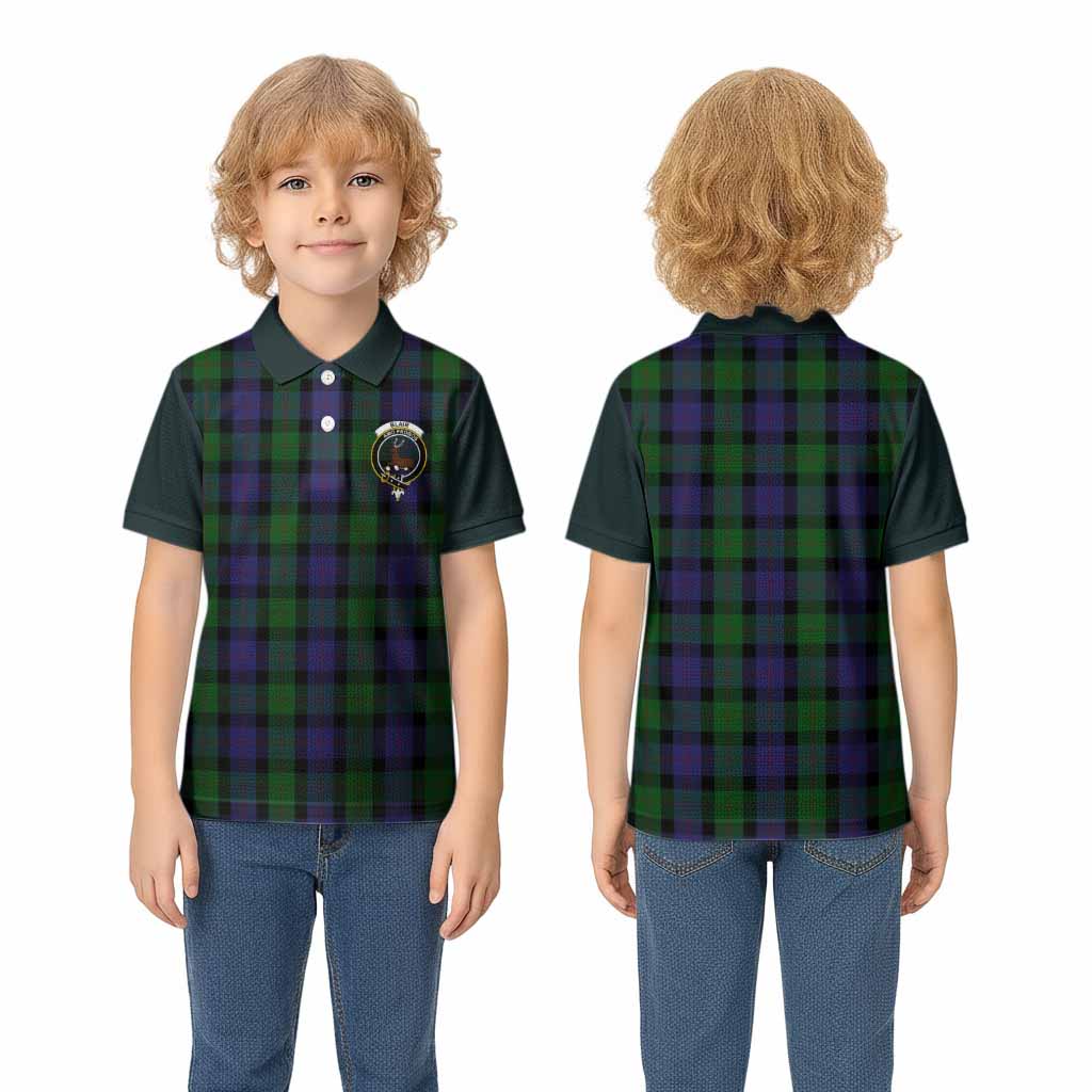 Blair Tartan Accent Kid Polo Shirt with Family Crest