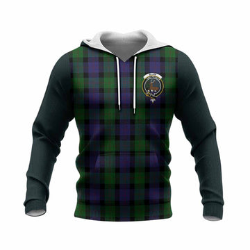Blair Tartan Accent Knitted Hoodie with Family Crest