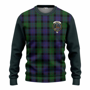Blair Tartan Accent Knitted Sweater with Family Crest