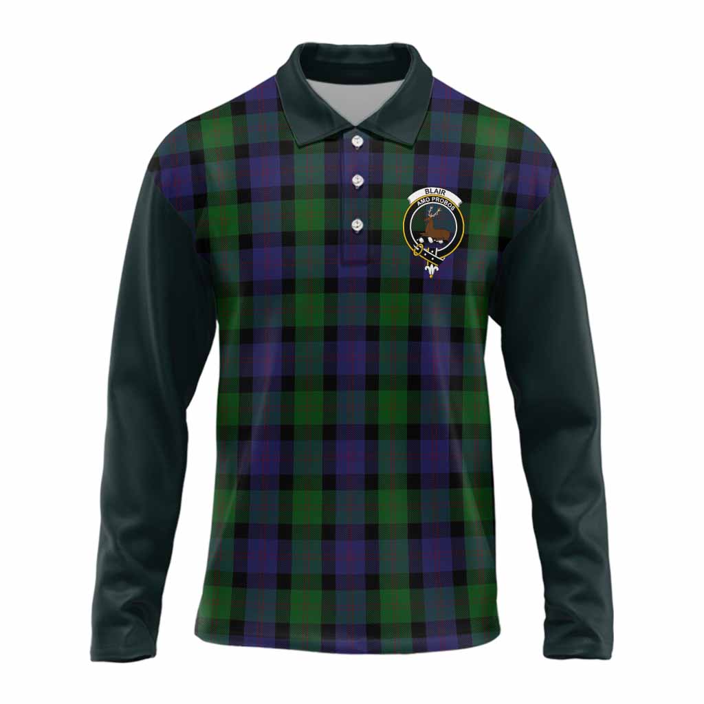 Blair Tartan Accent Long Sleeve Polo Shirt with Family Crest