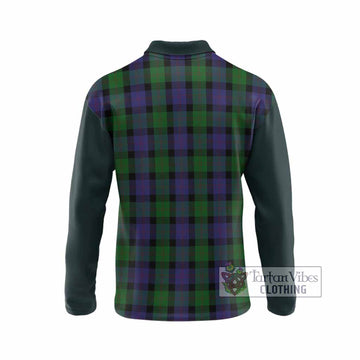 Blair Tartan Accent Long Sleeve Polo Shirt with Family Crest
