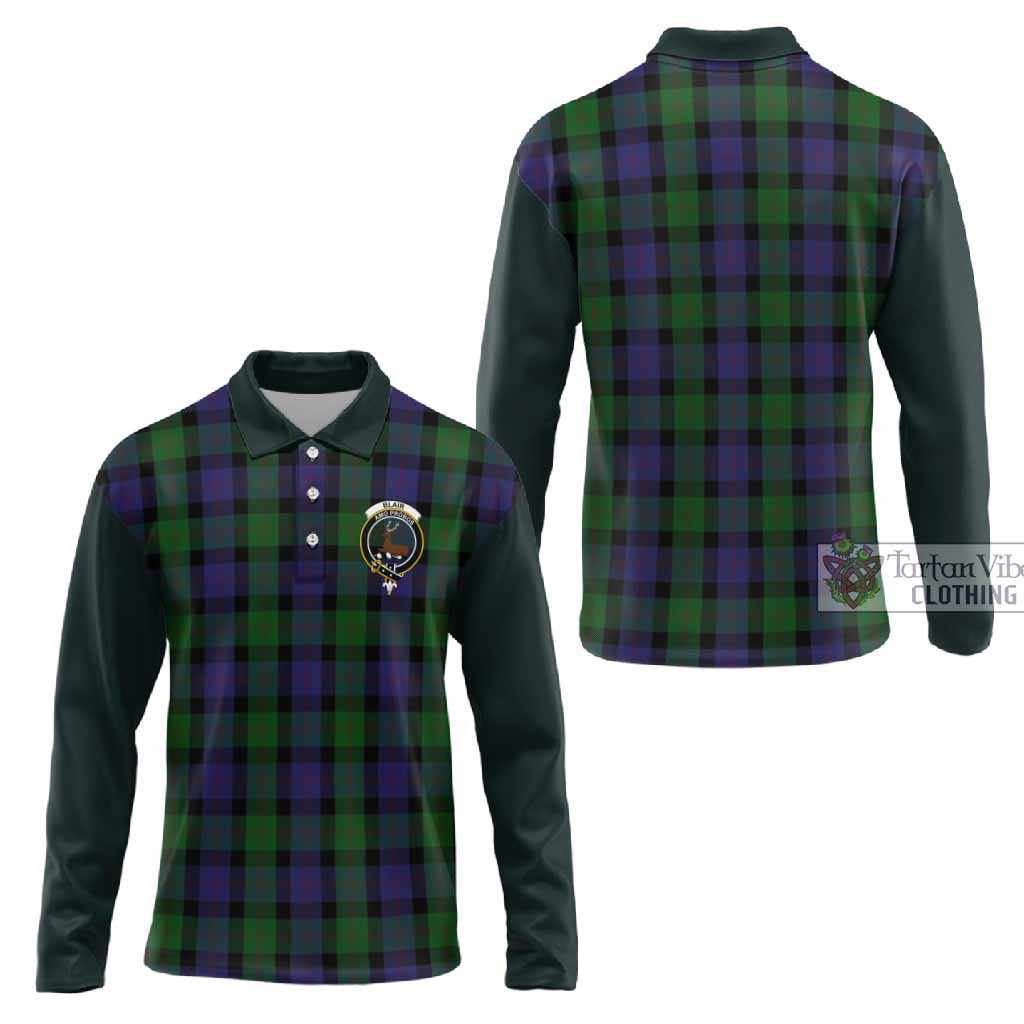 Blair Tartan Accent Long Sleeve Polo Shirt with Family Crest