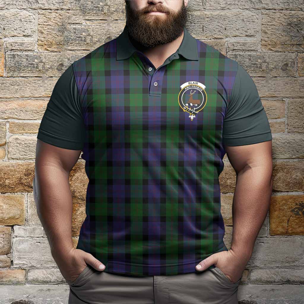 Blair Tartan Accent Polo Shirt with Family Crest