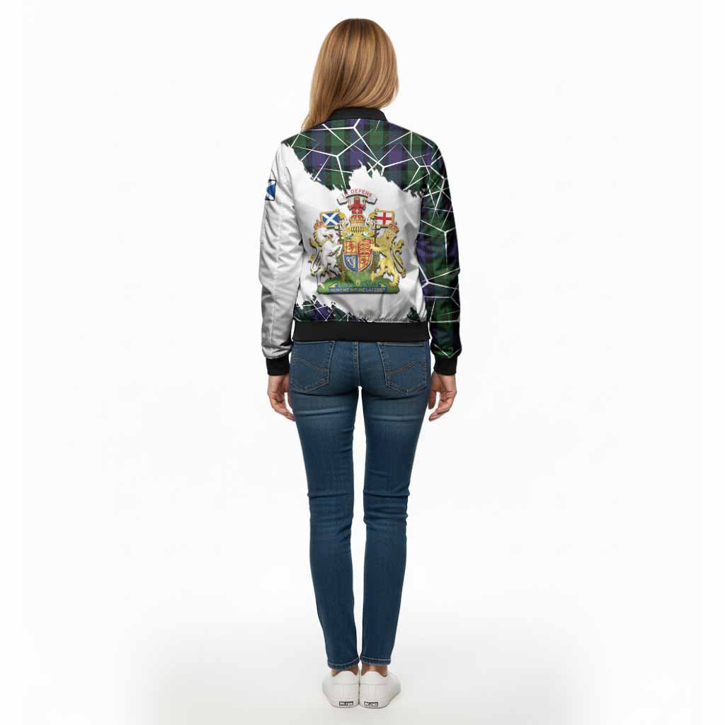 Blair Tartan Bomber Jacket with Family Crest and Lion Rampant Grunge Style