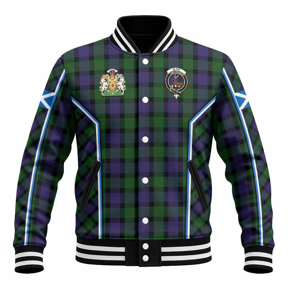Blair Tartan Crest Baseball Jacket Scotland Coat of Arm Flag Style - Tartan Vibes Clothing