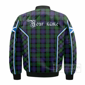 Blair Tartan Crest Bomber Jacket Scotland Coat of Arm Flag Style