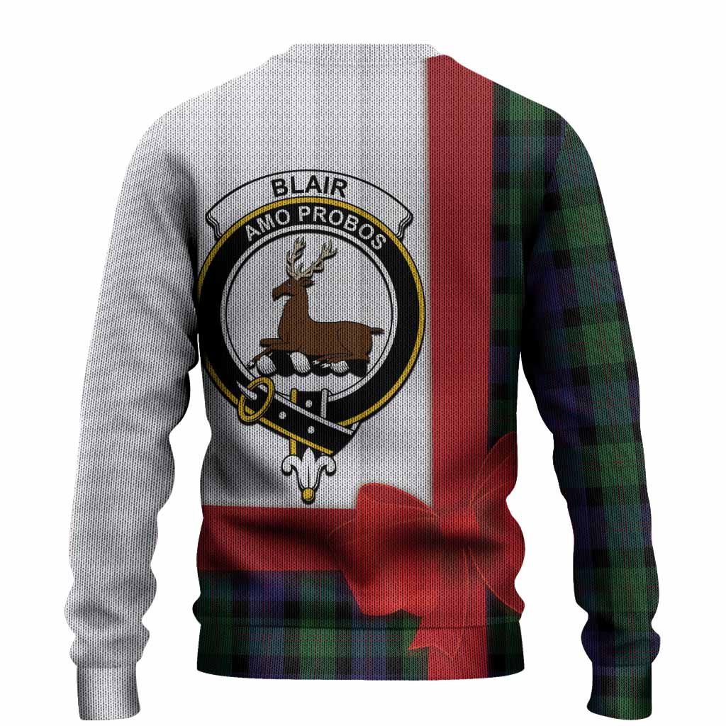 Blair Tartan Crest Christmas Christmas Ugly Sweater Highland Cow Bagpipes Coquette Bow Style