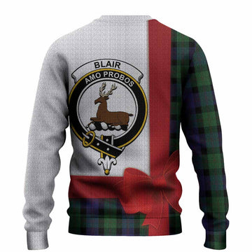 Blair Tartan Crest Christmas Christmas Ugly Sweater Highland Cow Bagpipes Coquette Bow Style