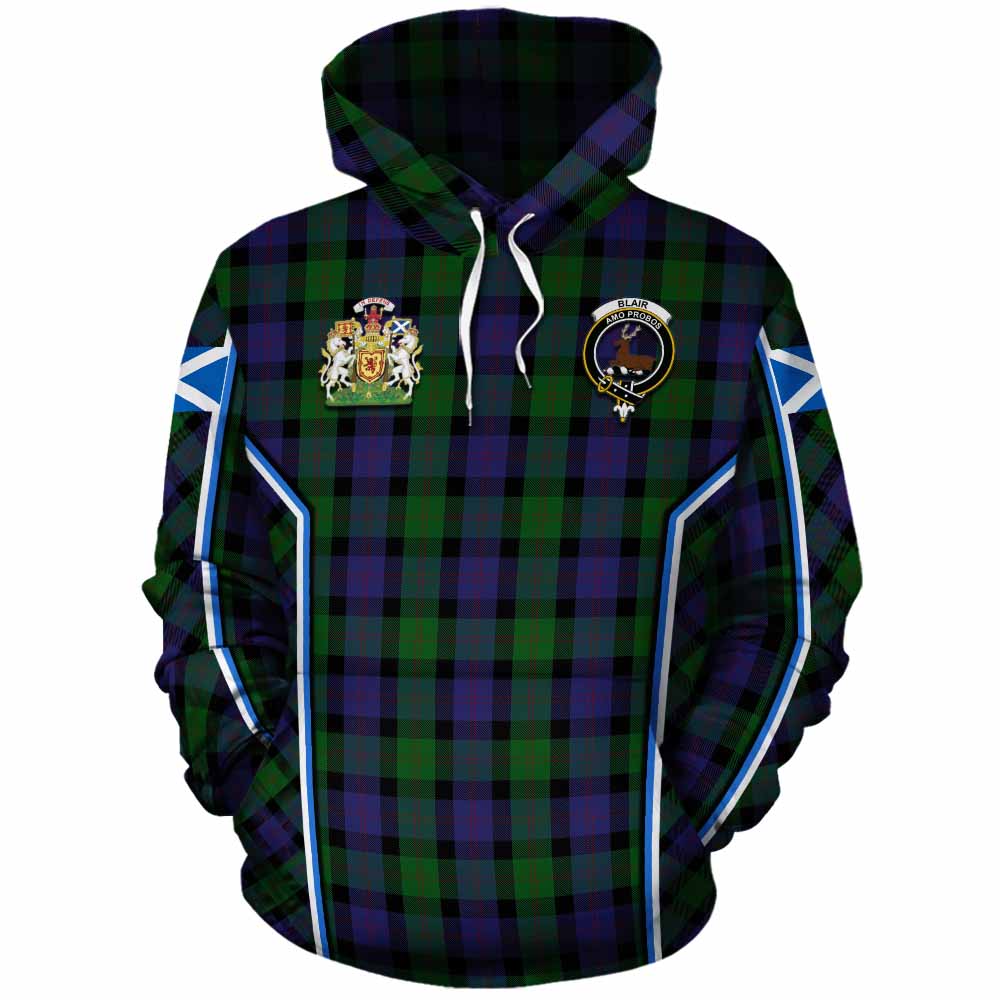 Blair Tartan Crest Cotton Hoodie Scotland Coat of Arm Flag Style - Tartan Vibes Clothing