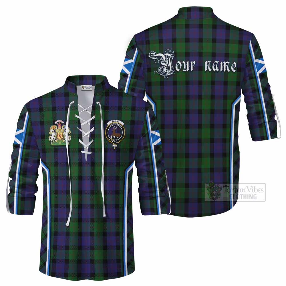 Blair Tartan Crest Ghillie Kilt Shirt Scotland Coat of Arm Flag Style - Tartan Vibes Clothing