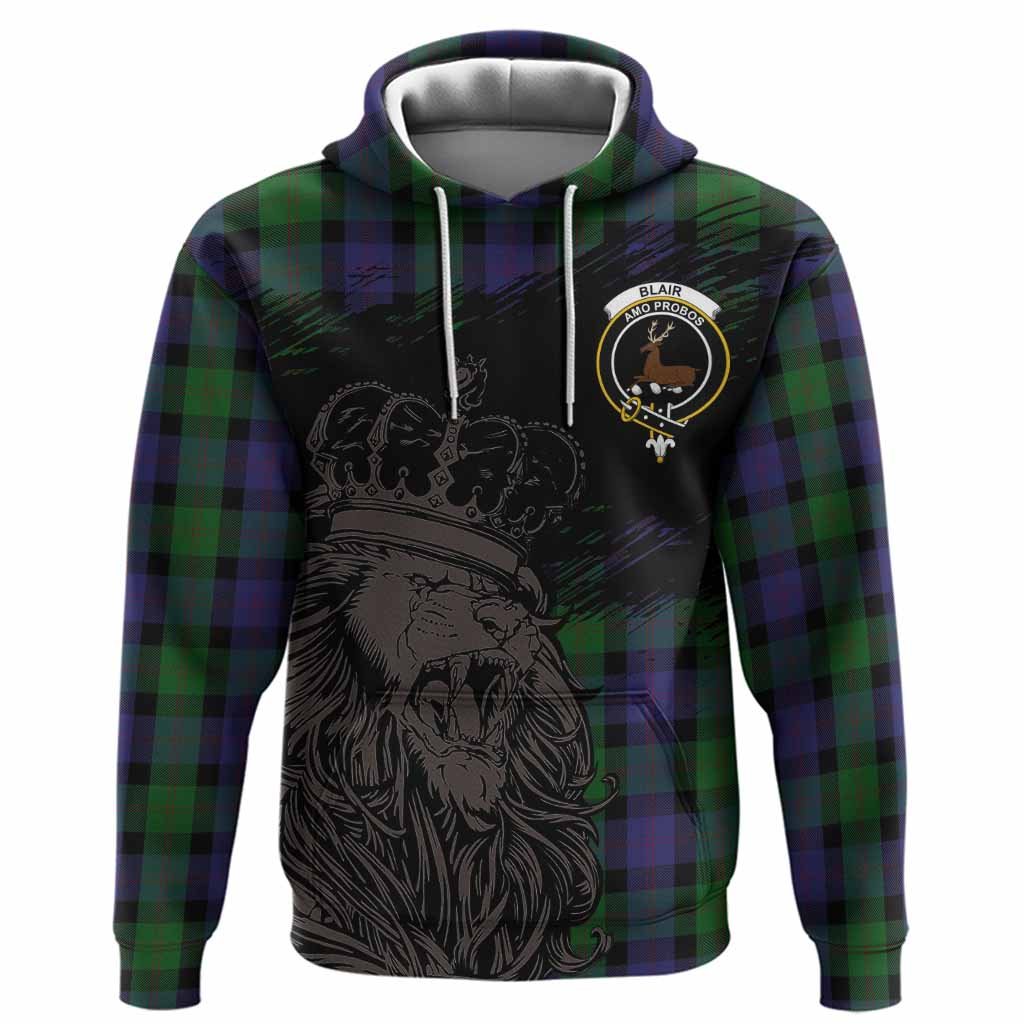 Blair Tartan Crest Hoodie Crowned Lion Heritage Style
