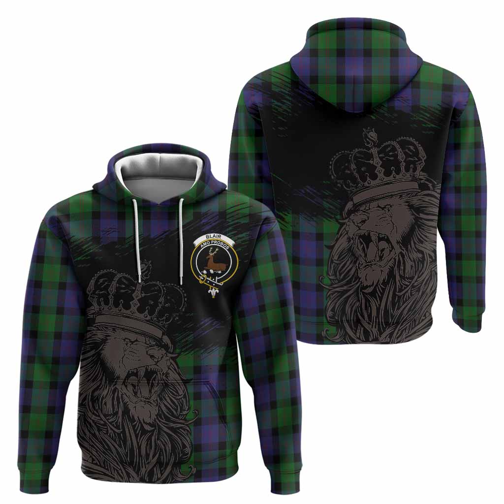 Blair Tartan Crest Hoodie Crowned Lion Heritage Style